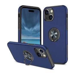 Entronix - iPhone 14 Case with 360° Circular Ring Gripstand for Ultimate Protection - Navy Blue