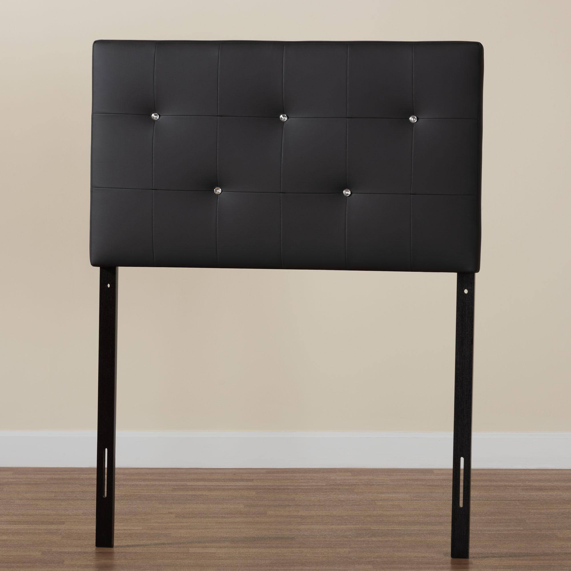 Alt View 1. Baxton Studio - Kirchem Modern and Contemporary Faux Leather Upholstered Twin Size Headboard - Black.