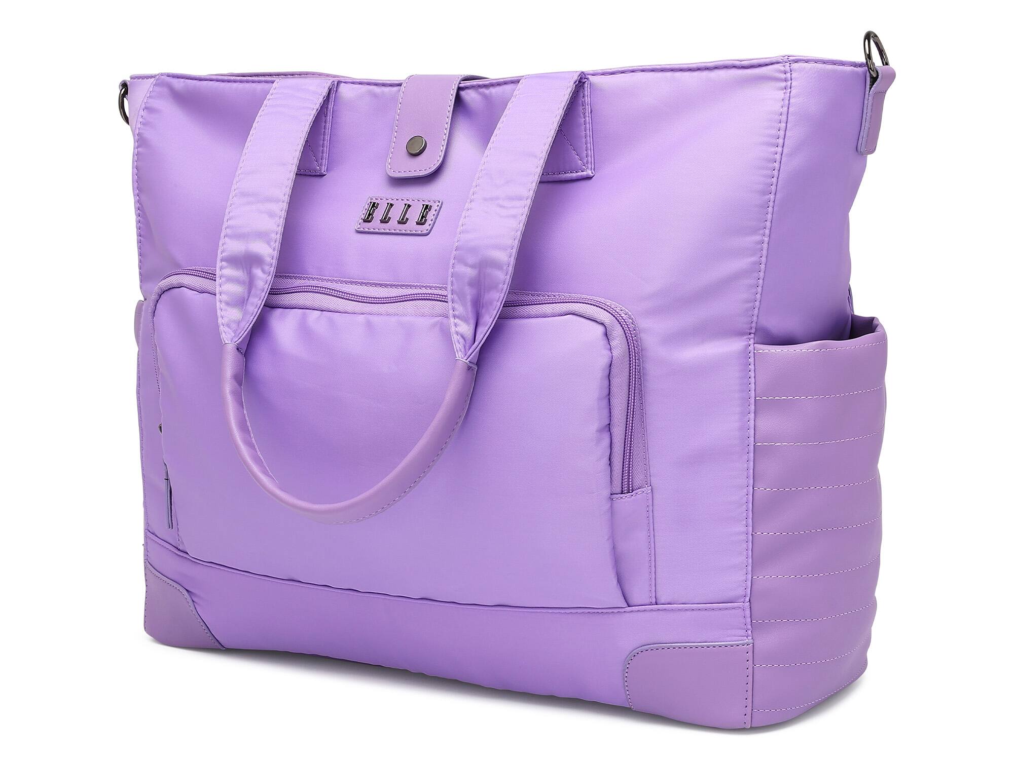 Alt View 5. Elle - ELLE Voyage 25L Twill and Vegan Leather Weekender Duffel Bag | Lavender - Lavender.