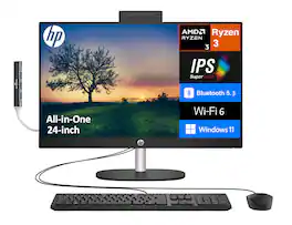 HP - 24 All-in-One 23.8 FHD (AMD Ryzen 3 7320U, 8GB LPDDR5, 1TB PCIe SSD, AMD Radeon, Win 11 Pro) w/USB Hub - Jet Black