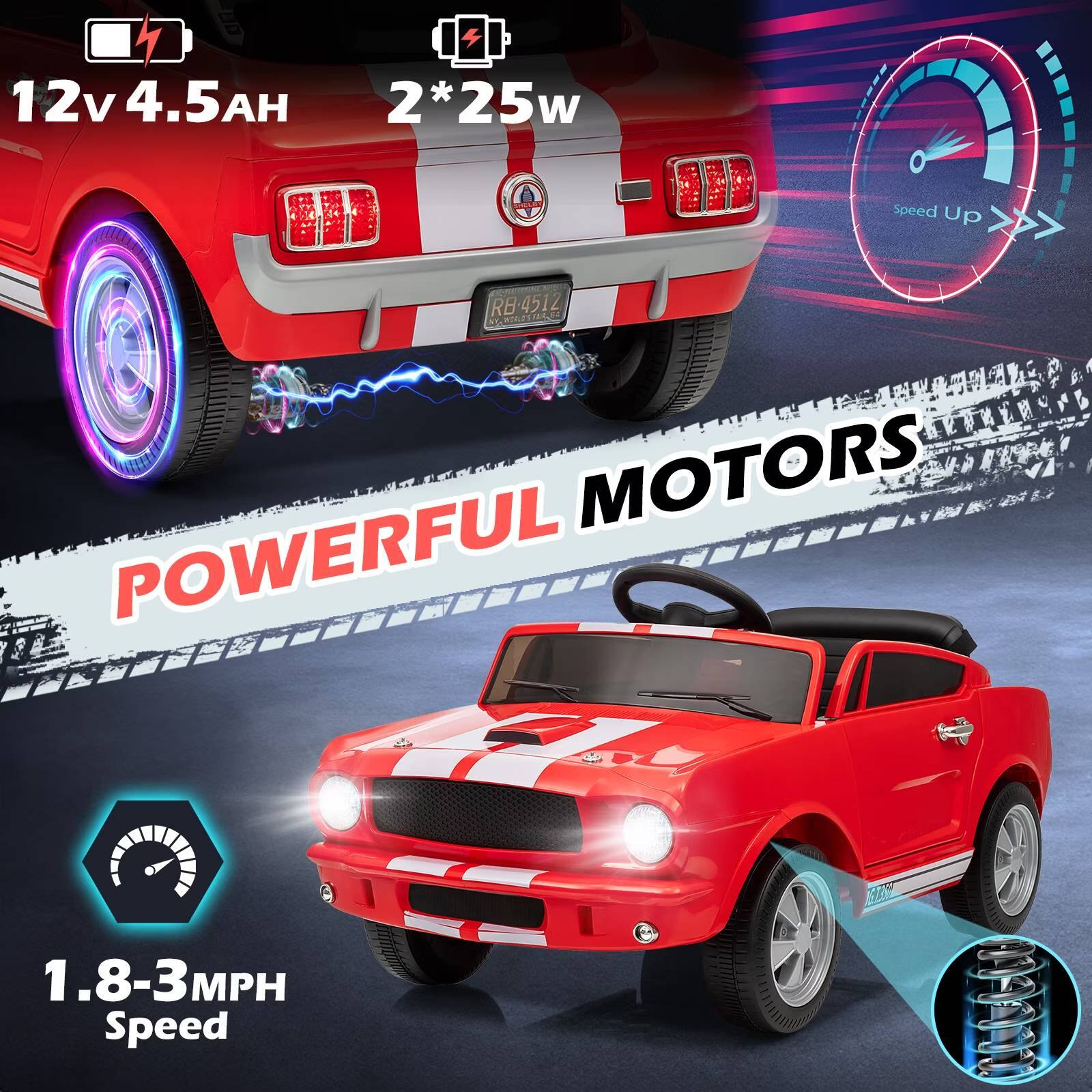 12v 4.5AH  
2*25w  
POWERFUL MOTORS  
1.8-3MPH Speed