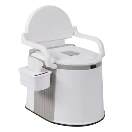 Front. Winado - 1PC Portable Toilet with Inner Bucket, Back, Handrail Design Camping RV Toilet for Adult Kids Home Boat Van Travel - Off-White.