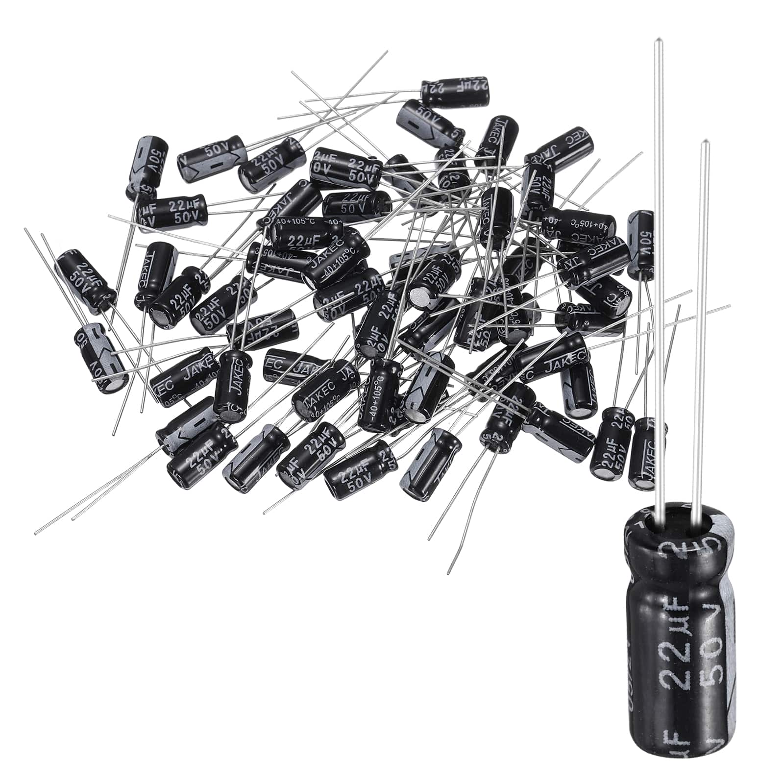 Unique Bargains - 22uF 50V 5x11mm Electrolytic Capacitor, 105C High Temp Radial Leads, for TVs/LCDs/VCD, 60pcs - Black price history on PriceWatchPro