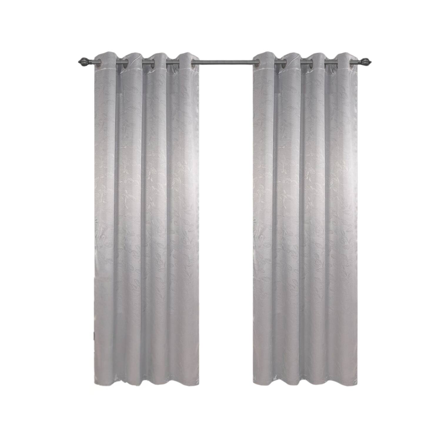 Olivia Gray - 100% Polyester 200 GSM Arlo Embossed Blackout Grommet Curtain Panel 54" x 84" - Silver