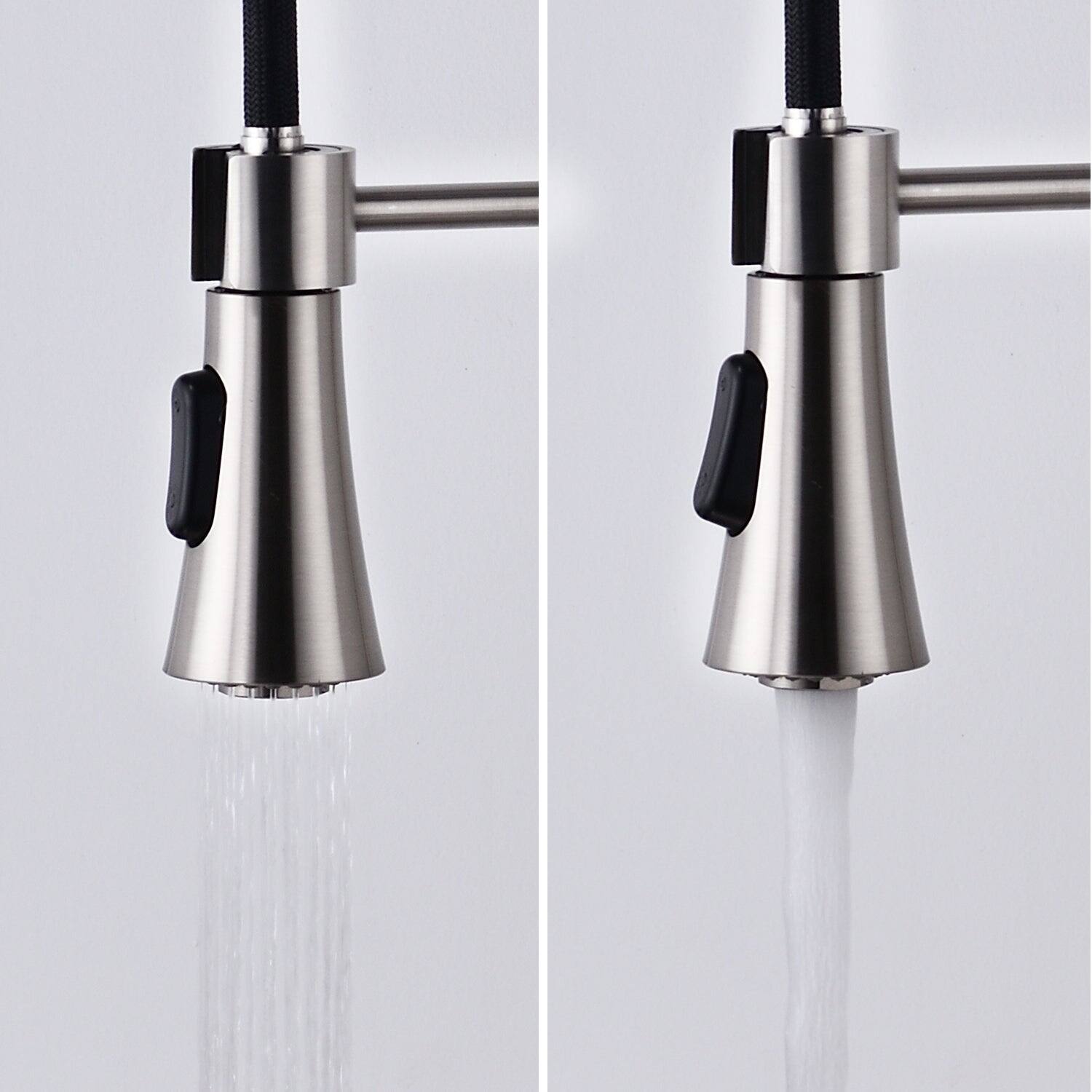 Alt View 3. Boyel Living - Spring Single Handle Pull Down Sprayer Kitchen Faucet with Spring Coil Arm in Brushed Nickel - Brushed Nickel.