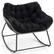 Front. Costway - 1 PCS Outdoor Rocking Chair Oversized Patio PE Wicker Egg Chair Rattan Lounge Chair - Black + Mix Gray.