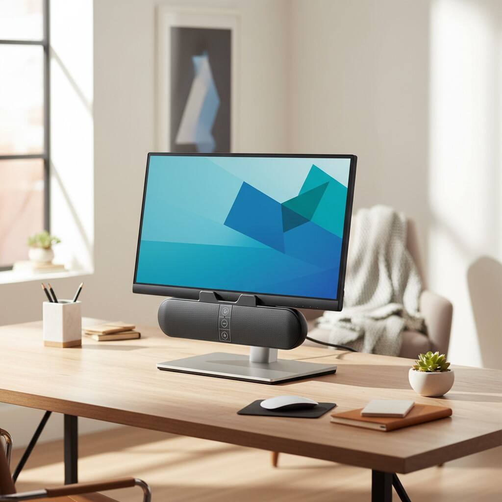 Alt View 1. Dazzed Corner - USB Computer Speakers Soundbar for PC/Desktop, Clip-on Monitor, USB-C - Black.