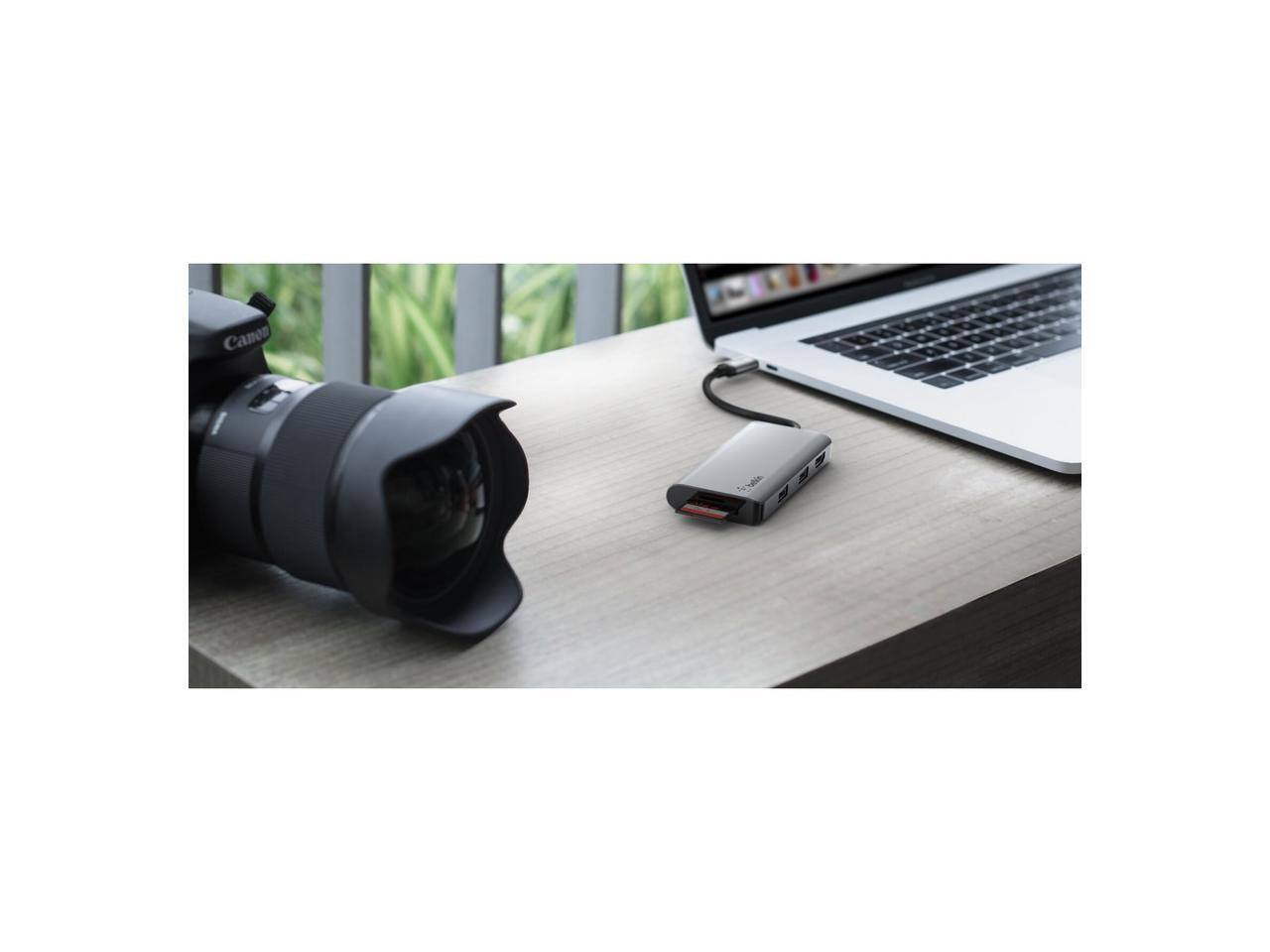 Alt View 5. Belkin - Belkin USB-C 5-in-1 Multiport Adapter, Laptop Docking Station, 2x USB-A 3.1, 4k HDMI @ 30Hz, Up to 5Gps data transfer.