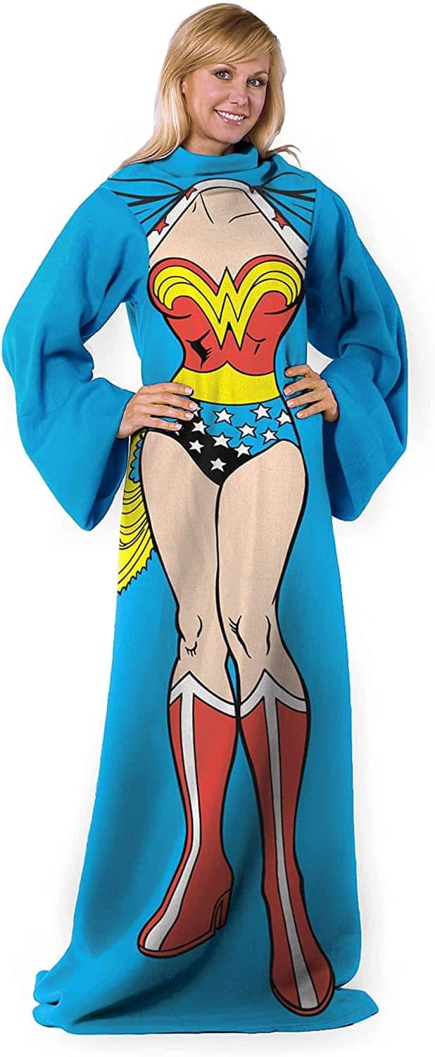 DC Universe - DC Comics Wonder Woman Adult Silk Touch Comfy Throw Blanket with Sleeves - Red