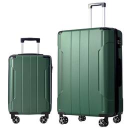 BreeBe - Hardshell ABS Luggage Sets 2 Piece Suitcase Set Expandable with TSA Lock Spinner Wheels for Men Women - Green