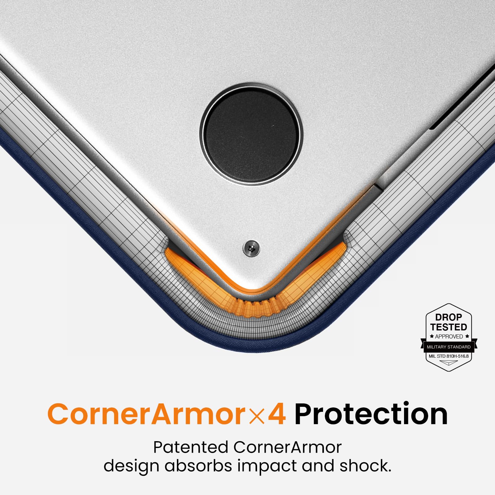 DROP TESTED APPROVED  
MILITARY STANDARD  
ML STD B10H-516.8  

CornerArmor x4 Protection  
Patented CornerArmor design absorbs impact and shock.