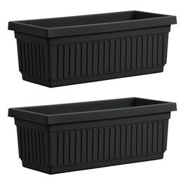 The HC Companies - HC Companies 30 Inch Fluted Plastic Venetian Garden Flower Window Box (2 Pack) - Black