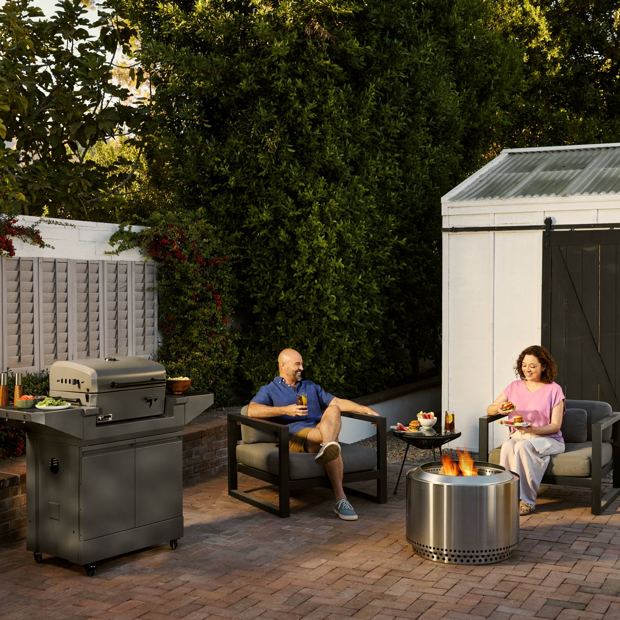 Alt View 4. TYTUS Grills - TYTUS Emberwood Charcoal Grill with Grill and Prep Cart - Gray.