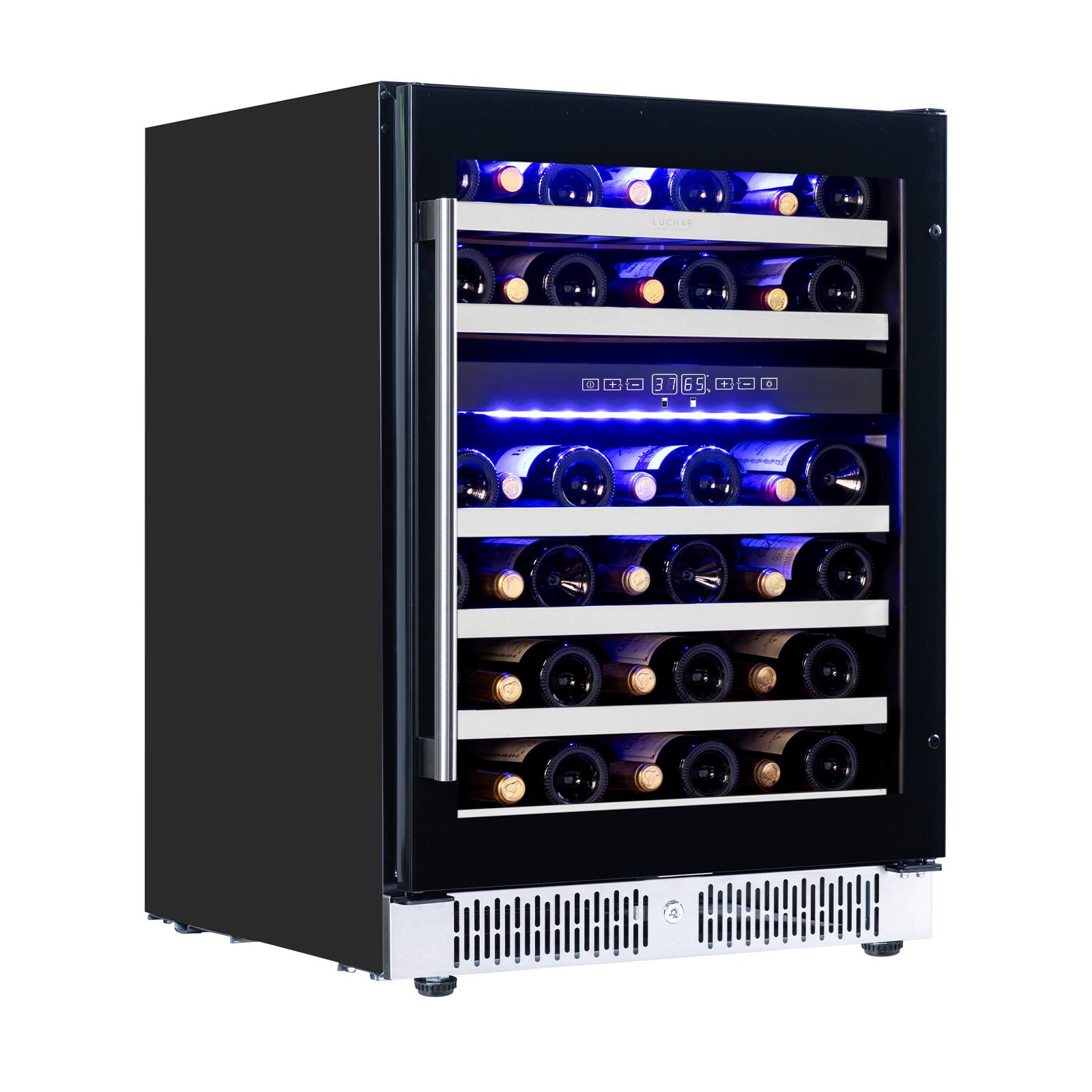 Front. Akicon - Akicon Luchar 24” Built-in Dual Zone Wine Cooler Refrigerator with Temperature Memory 46 Bottles in Black - Black.