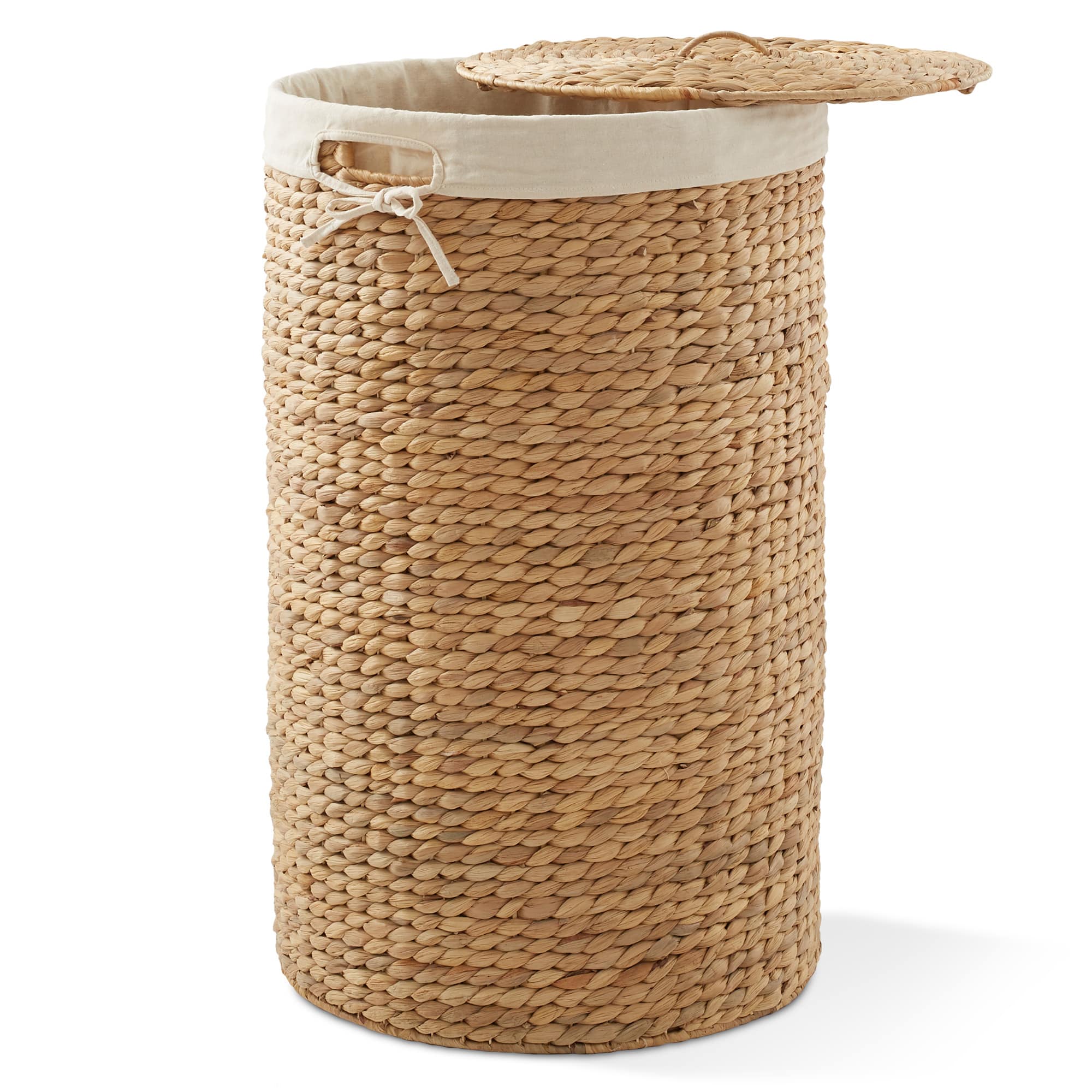 Casafield - Round Laundry Hamper Basket with Lid and Liner for Clothes - Natural