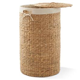 Casafield - Round Laundry Hamper Basket with Lid and Liner for Clothes - Natural