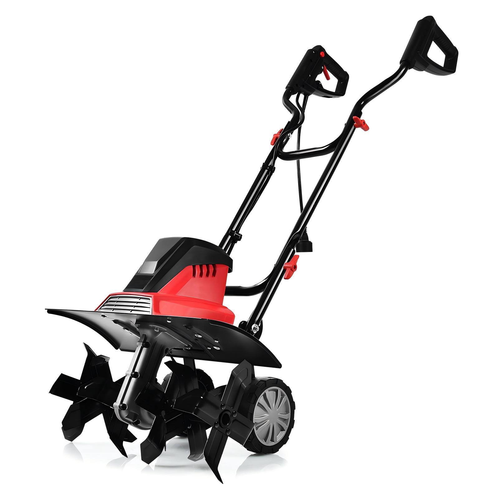 Angle. SKONYON - 14 Inch 10 Amp Corded Electric Tiller and Cultivator with 9-Inch Tilling Depth - Red.