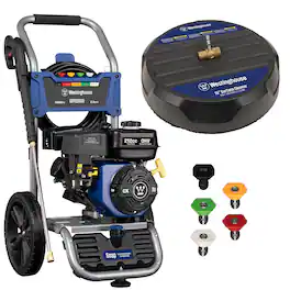 Westinghouse - WPX3400SC Gas Pressure Washer with 15-in Surface Cleaner, 3400 PSI and 2.6 Max GPM, Onboard Soap Tank, 5 Nozzle Set - Blue