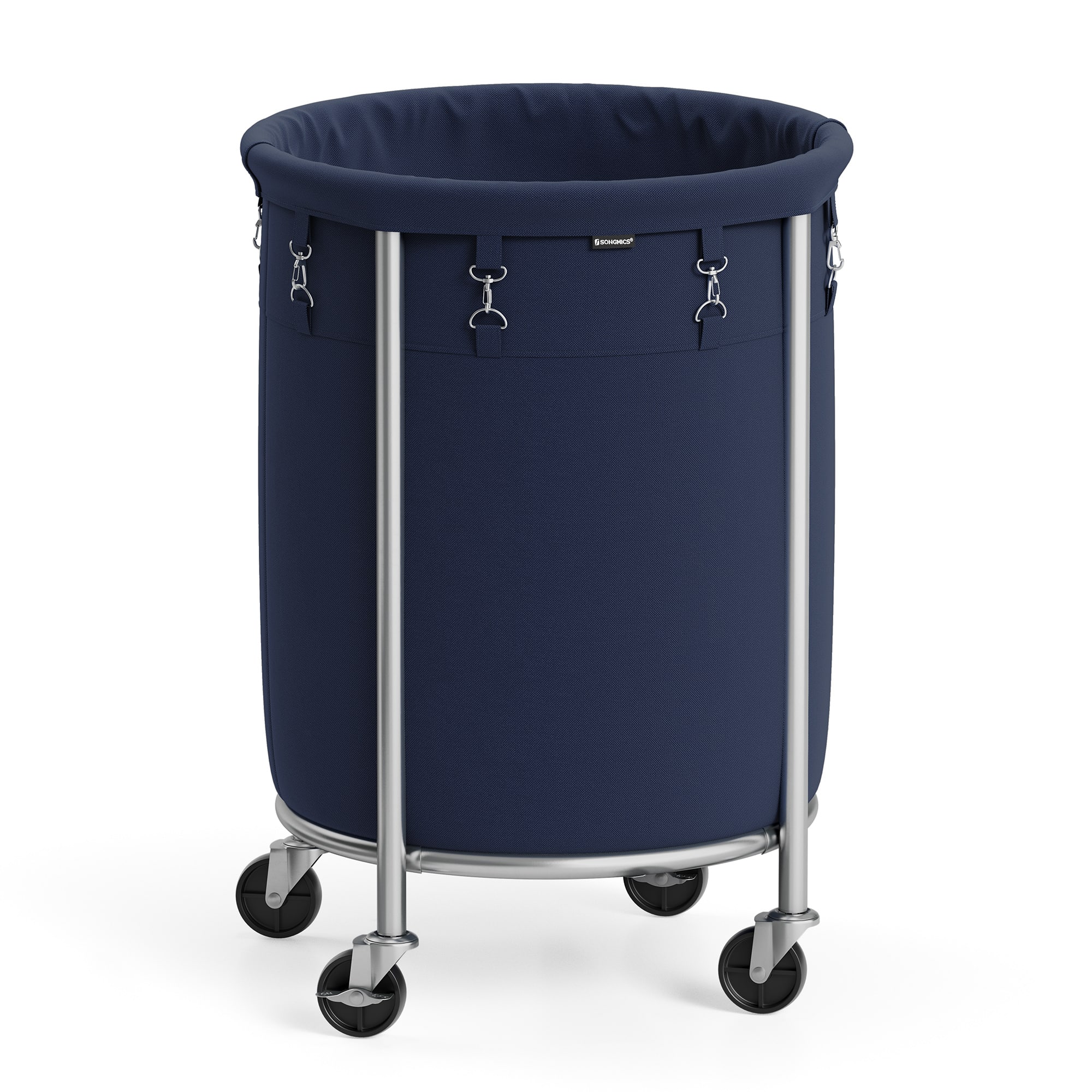 Songmics Home - Laundry Basket with Casters, Rolling Laundry Hamper, 29 Gal., Steel Frame, Removable Bag, 4 Casters and 2 Brakes - Charcoal Blue and Metallic Silver price history on PriceWatchPro