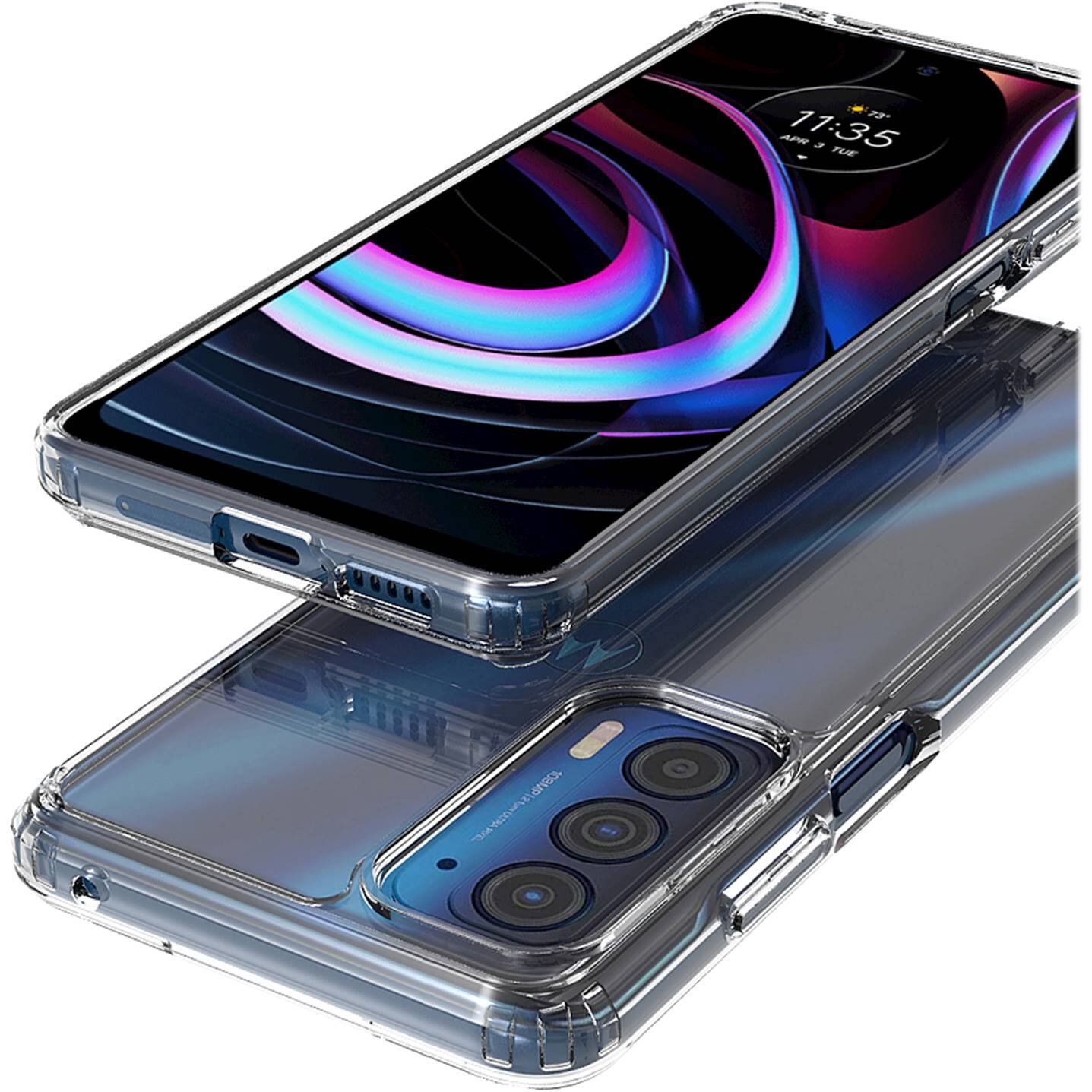 Alt View 13. SaharaCase - Hybrid-Flex Hard Shell Series Case for Motorola Edge (2021) - Clear.