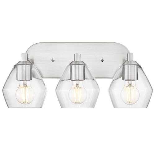 Brushed Nickel & Clear Glass - 3 Light