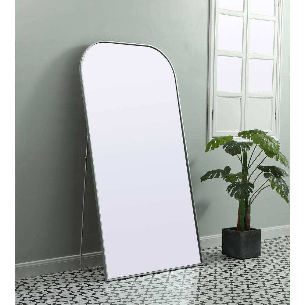 Alt View 6. Elegant Decor - Metal Frame Arch Full Length Mirror 35x66 Inch in Silver - Silver.