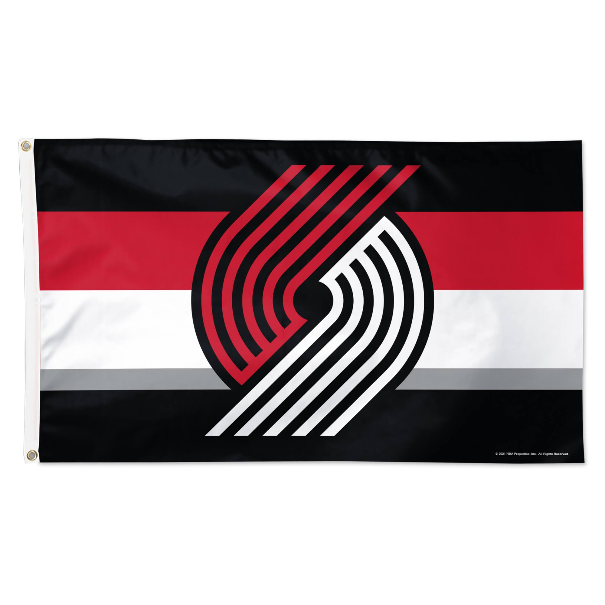 Front. WinCraft - Portland Trail Blazers 3' x 5' Horizontal Stripe Deluxe Single-Sided Flag - Multicolor.