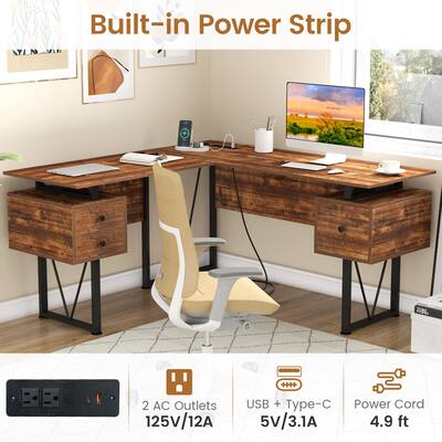 COSTWAY Computer Table with Drawer, Desk with Monitor COSTWAY Computer Table with Drawer, Desk with Monitor