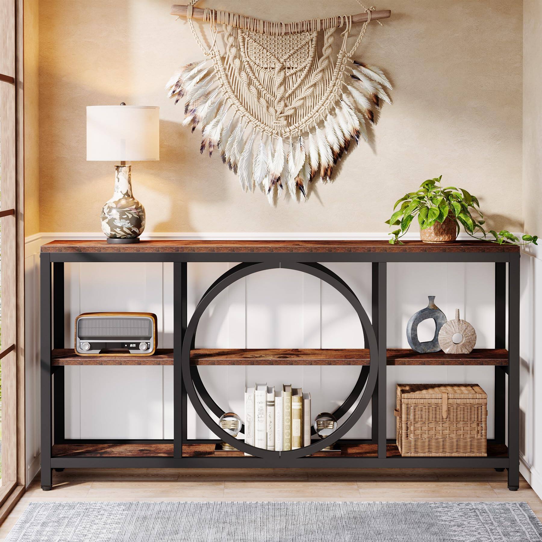 Alt View 4. Tribesigns - 70.9 Inch Extra Long Console Table for Entryway - Brown Black.