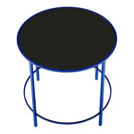 Furniture of America - Keefer Contemporary Glass Top Side Table - Blue