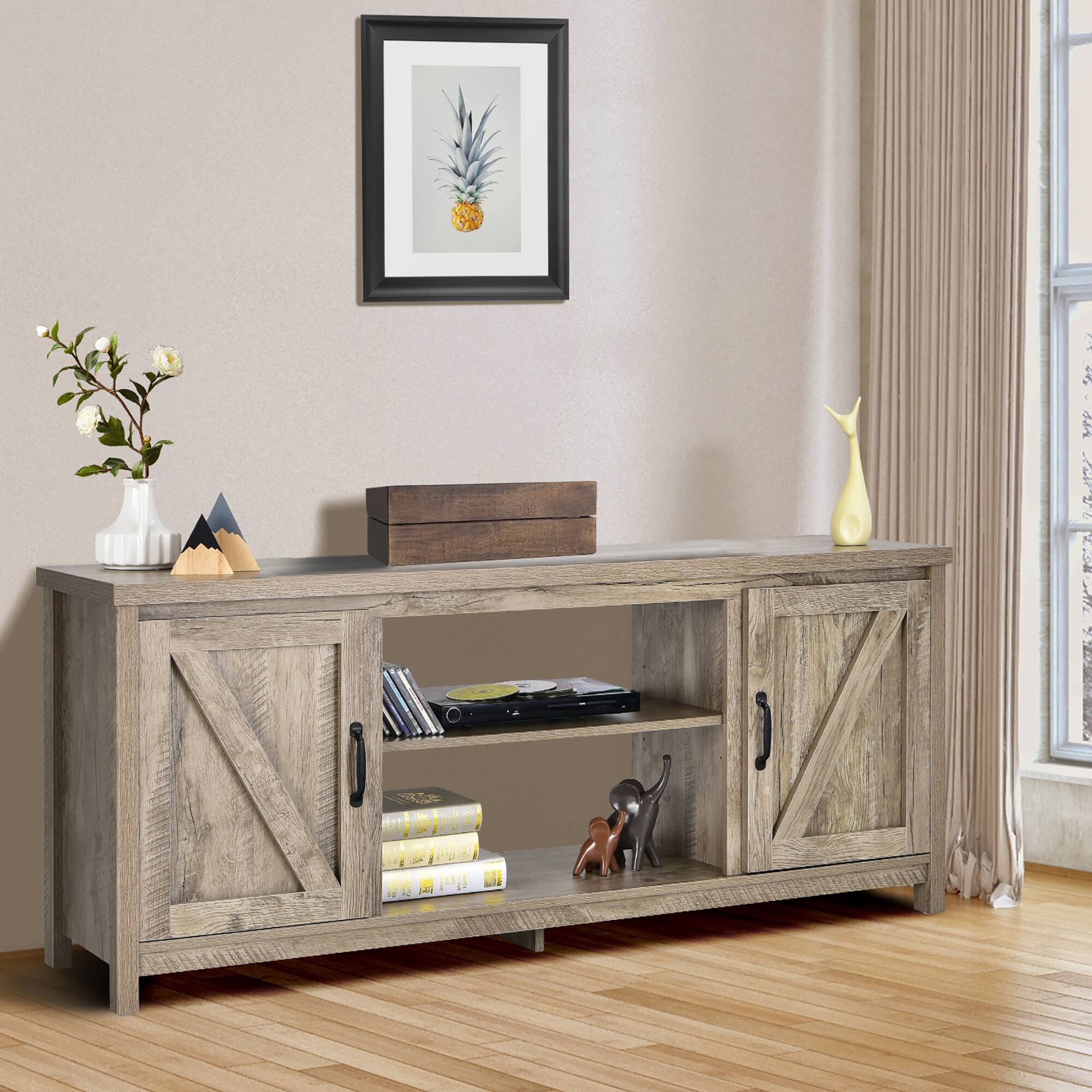 Alt View 2. Costway - Costway 59" TV Stand Media Console Center w/ Storage Cabinet for 65" TV - Natural.