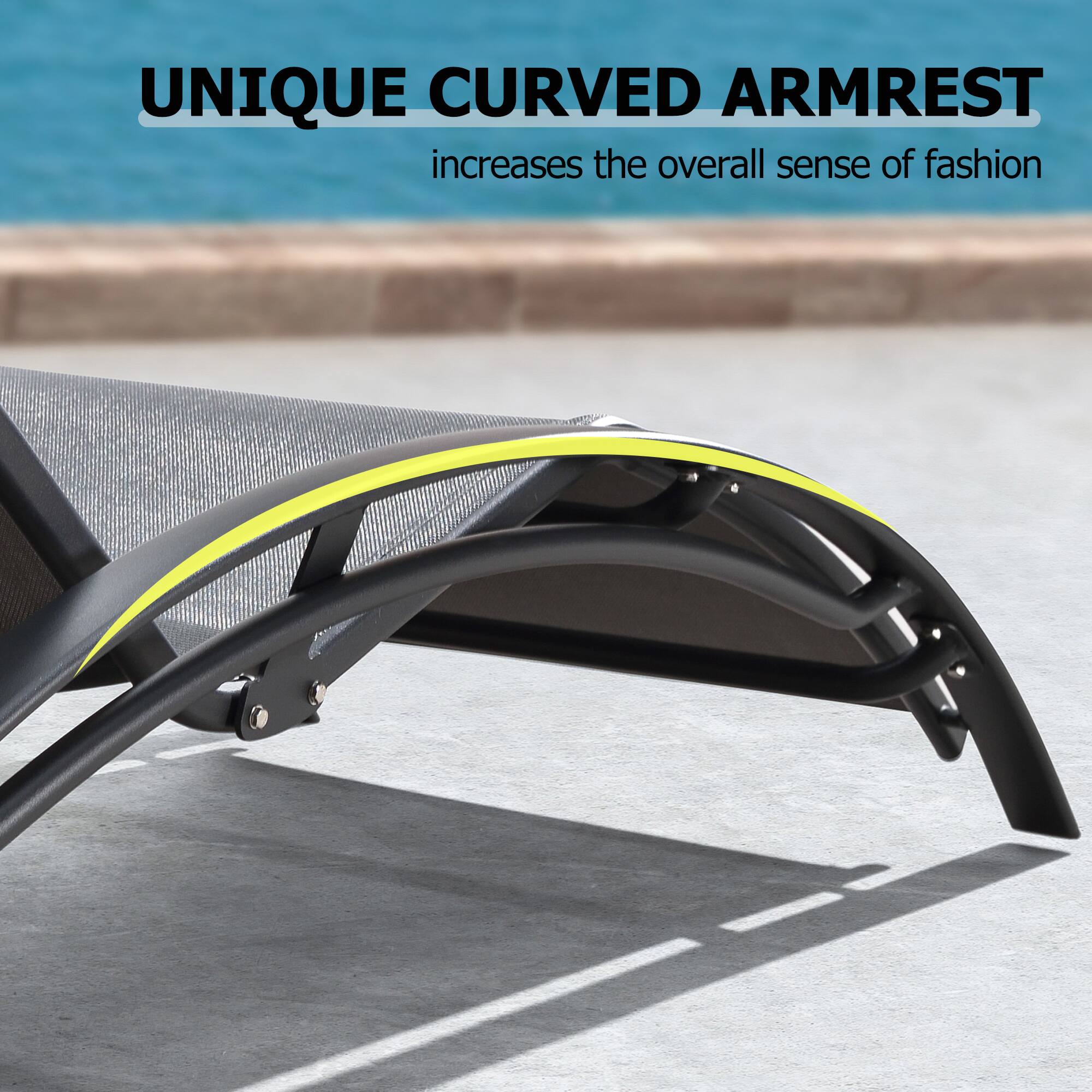UNIQUE CURVED ARMREST  
increases the overall sense of fashion