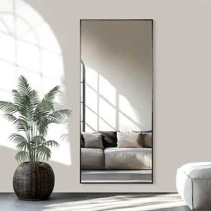 Front. PexFix - 31x71" Full Length Mirror, Metal Frame, Wall Mount or Leaning Floor Mirror for Bedroom & Entryway - Black.