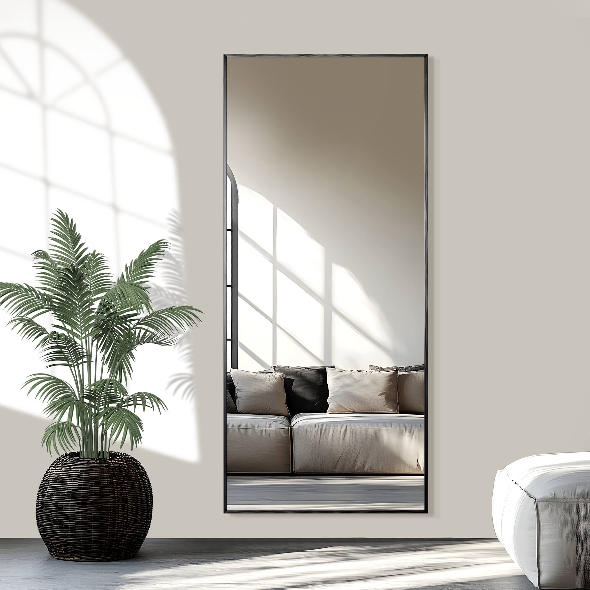 Front. PexFix - 31x71" Full Length Mirror, Metal Frame, Wall Mount or Leaning Floor Mirror for Bedroom & Entryway - Black.
