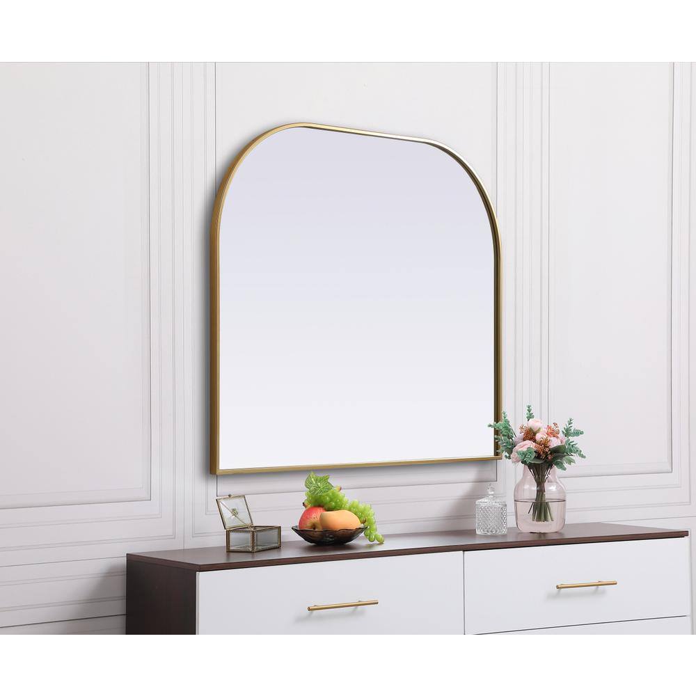 Alt View 2. Elegant Decor - Metal Frame Arch Mirror 40x34 Inch in Brass - Brass.