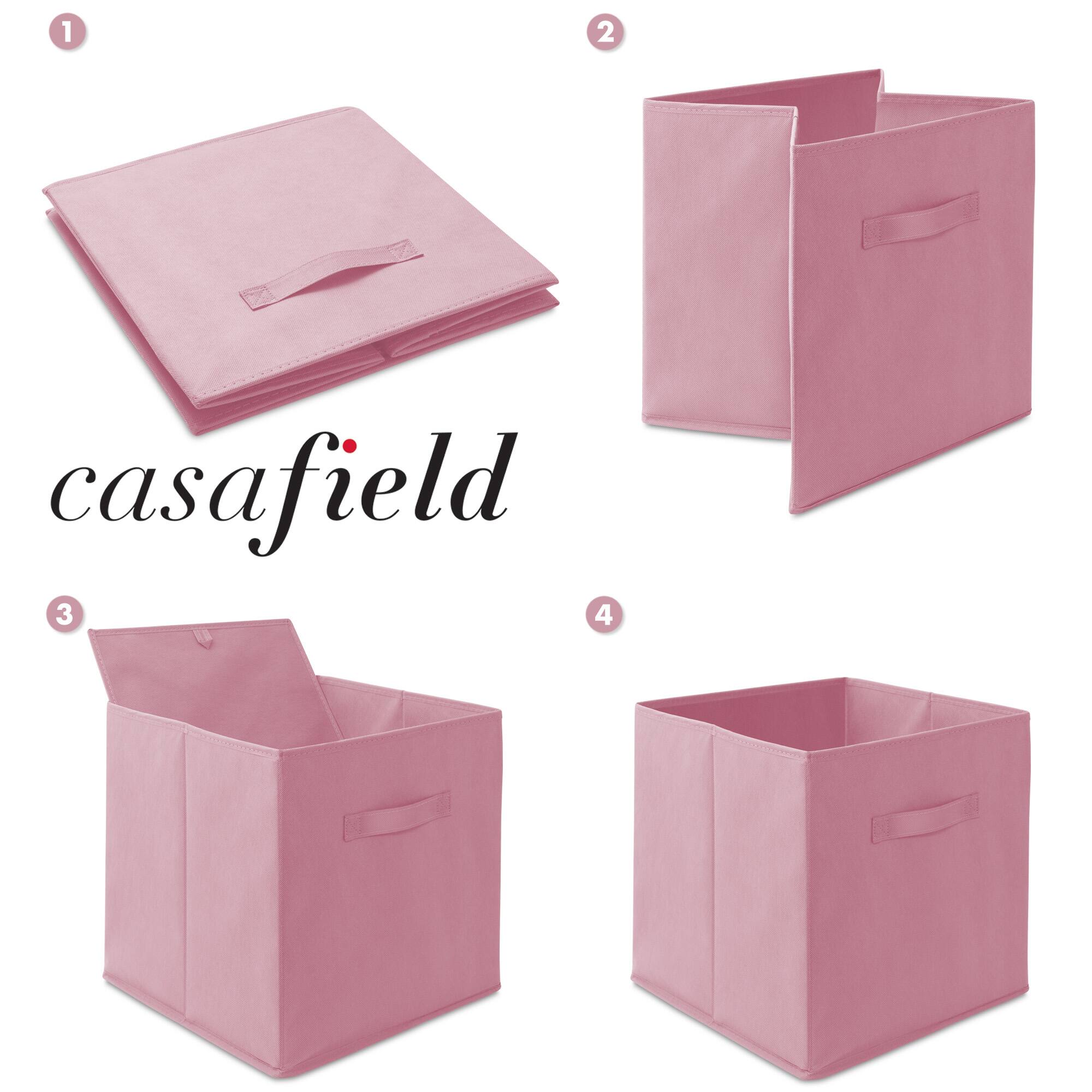 Alt View 5. Casafield - (Set of 6) Collapsible Fabric Cubes - Storage Bins - Light Pink.