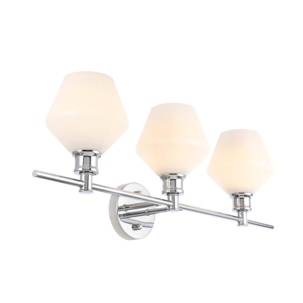 Alt View 4. Living District - Gene 3 light Chrome and Frosted white glass Wall sconce - Chrome And Frosted White Glass.
