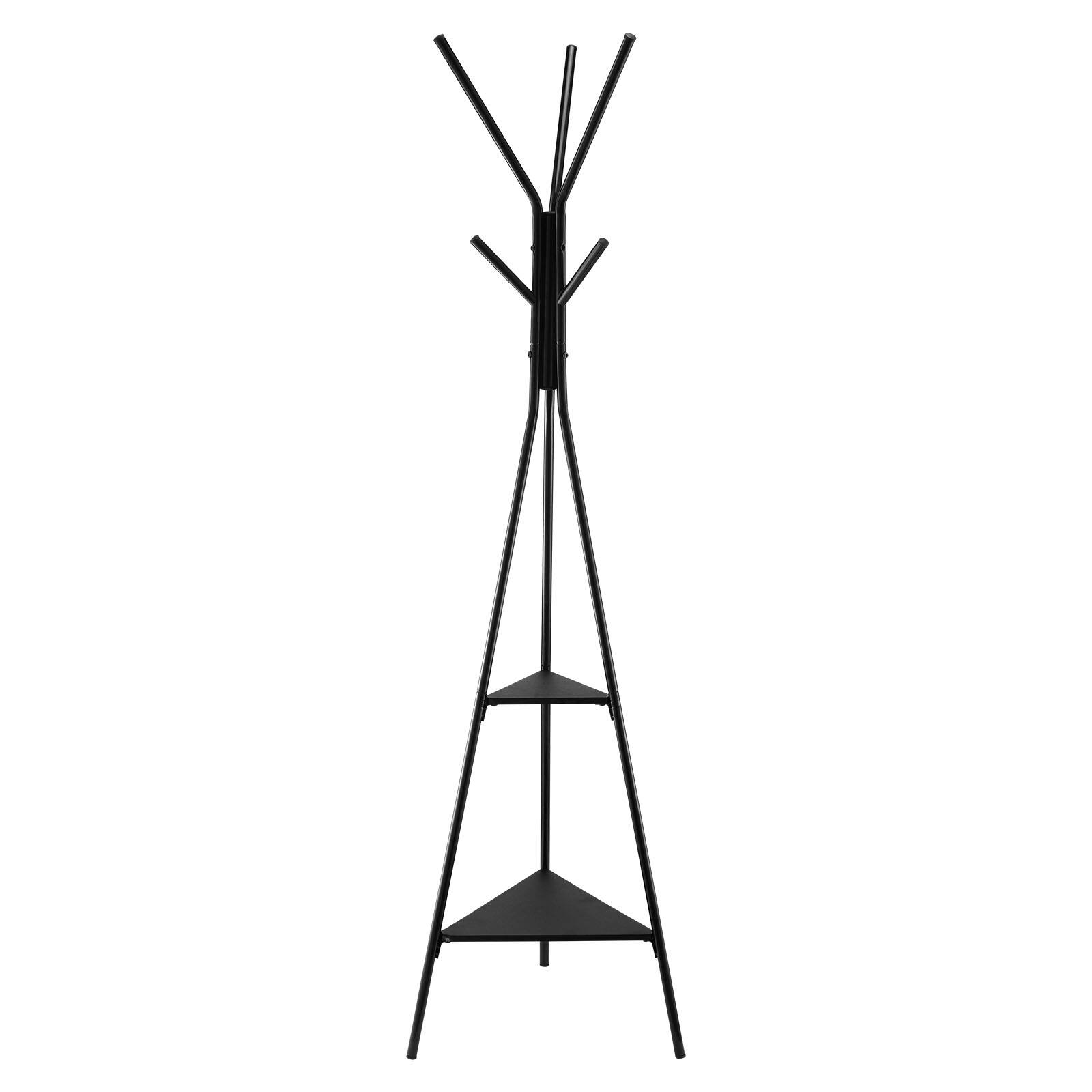 Alt View 5. VEVOR - Coat Rack, Freestanding Coats Rack Stand with 2 Shelves & 6 Hooks, Free Standing Hall Coat Tree for Entryway, Bedroom - black.