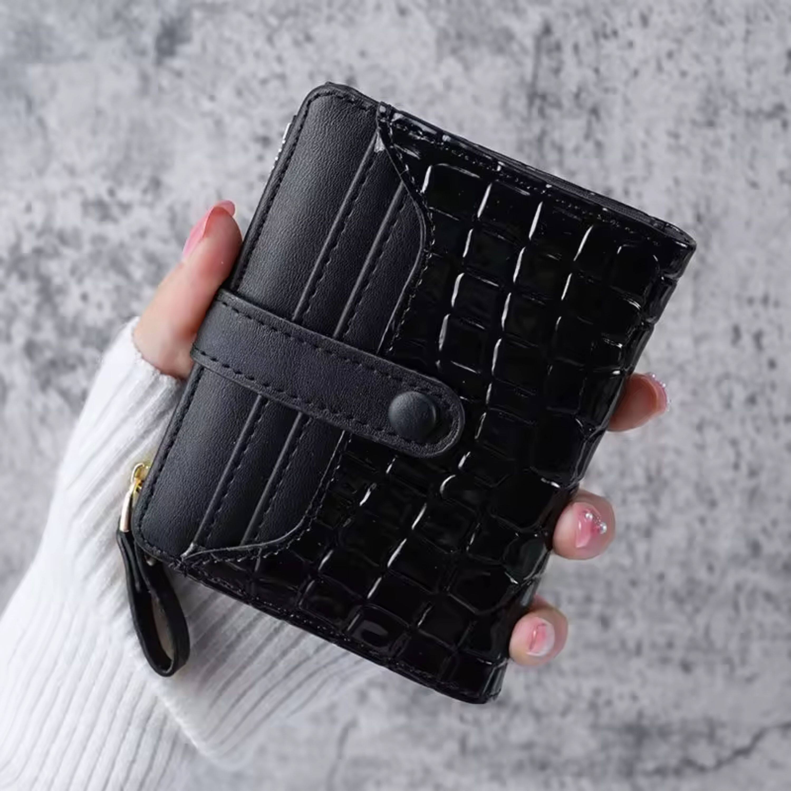 Back. Kitcheniva - Women's Crocodile Print Clutch Wallet, Black - Black.