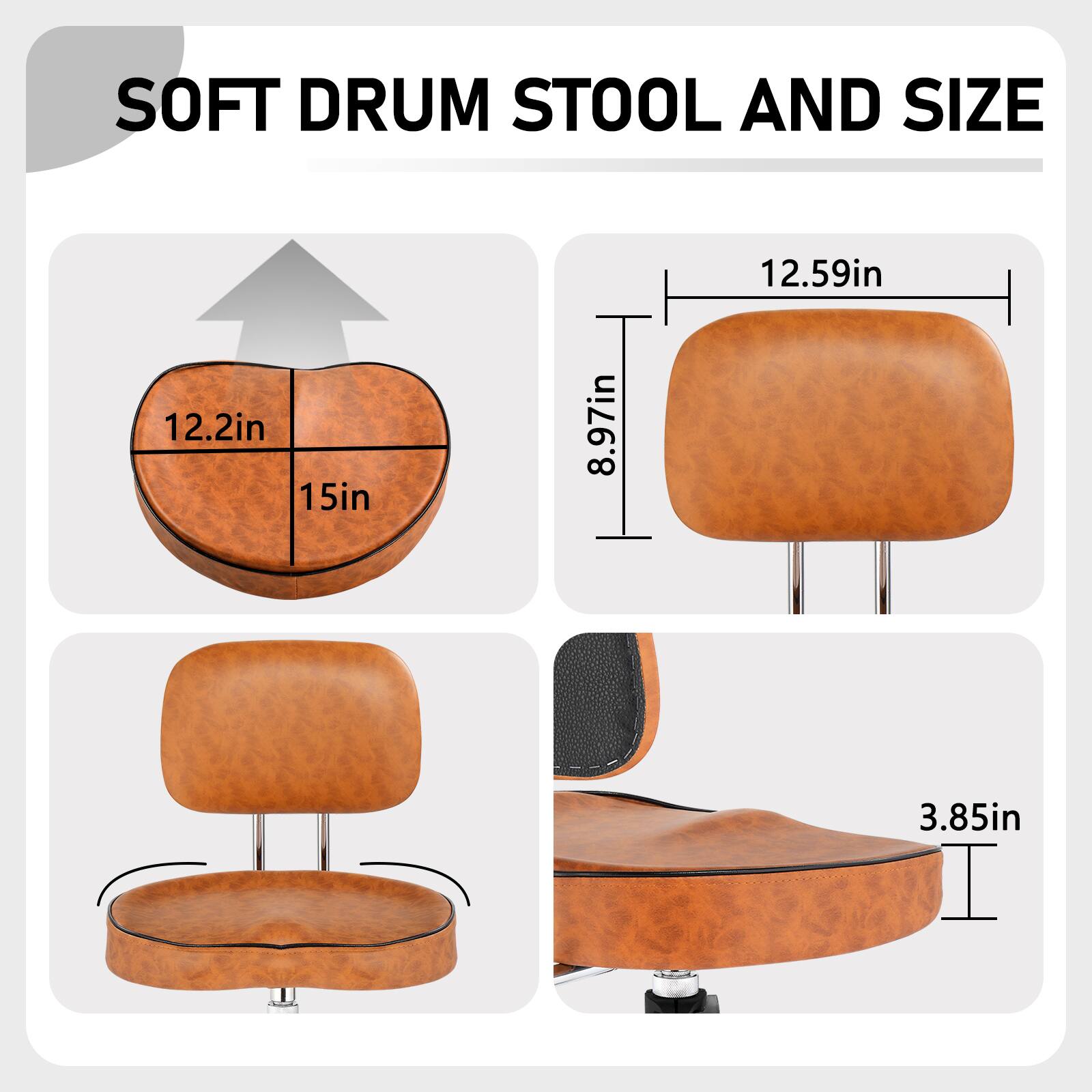 SOFT DRUM STOOL AND SIZE

12.59in  
12.2in  
15in  
8.97in  
3.85in