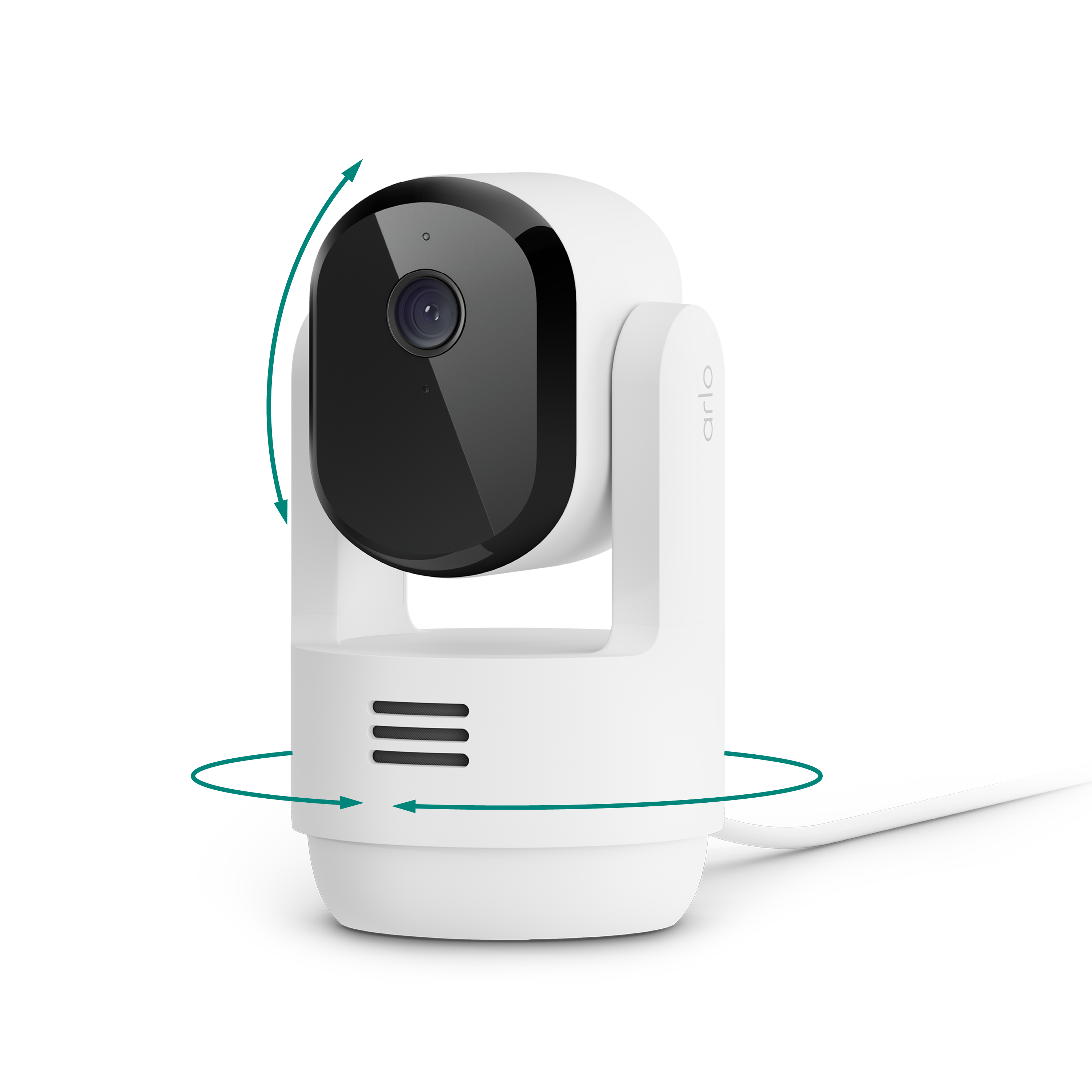 Arlo - Essential Pan Tilt Indoor Security Camera 2K (2025 Release) - Wired Plug-In Powered, Privacy Mode, 1-Cam - White