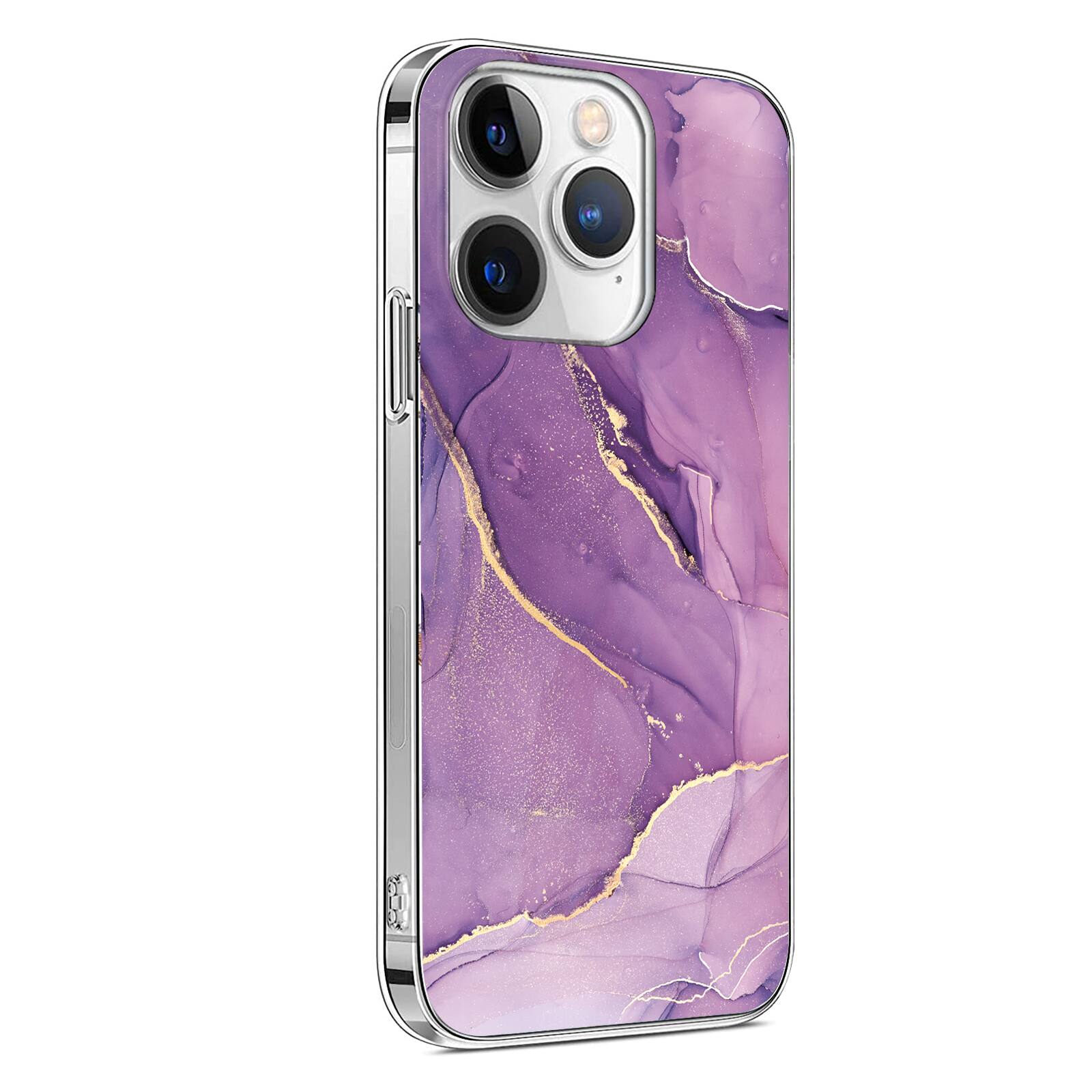 Angle. SaharaCase - Inspire Seres Case Compatible with Magsafe for iPhone 15 Pro Max - Purple Marble - Purple.