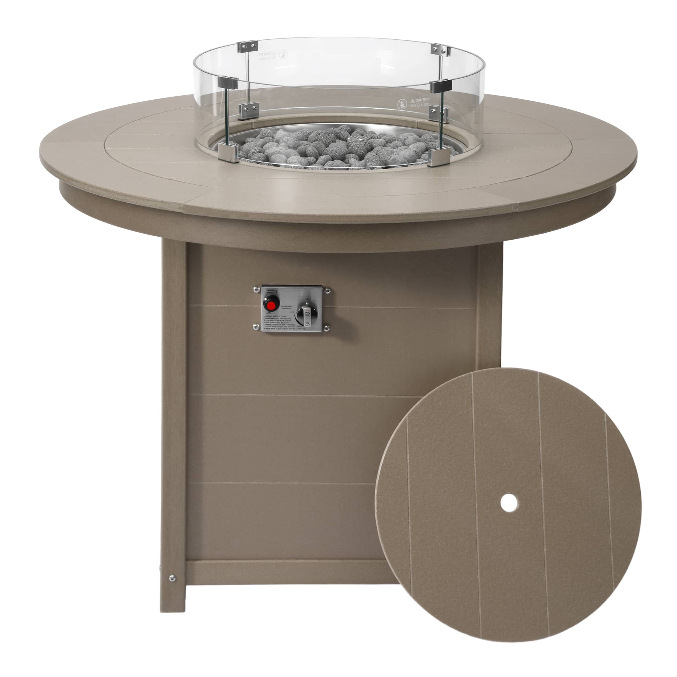 "WestinTrends - Helios 47"" Modern Outdoor Patio Propane Round Counter Height Fire Pit Table - Weathered Wood" price history on PriceWatchPro