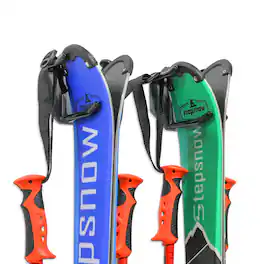 RaxGo - Wall Mounted Ski Rack, Holds 2 Pairs of Skis & Skiing Poles or Snowboard, Set of 2 Hooks - Black