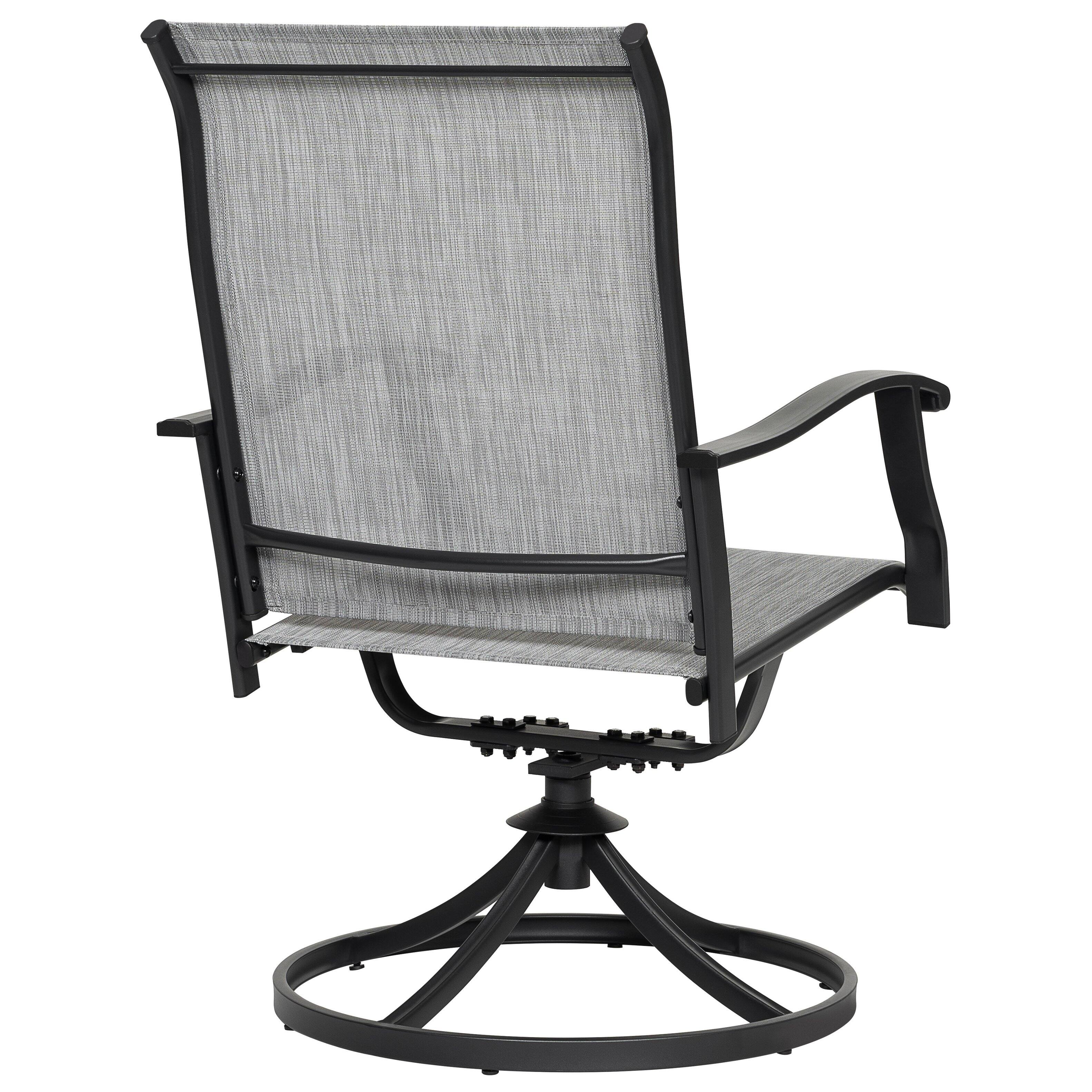 Alt View 6. Nuu Garden - Outdoor 2-Piece Patio Swivel Chair Set, Textilene Fabric, Iron Frame - Black and Gray.