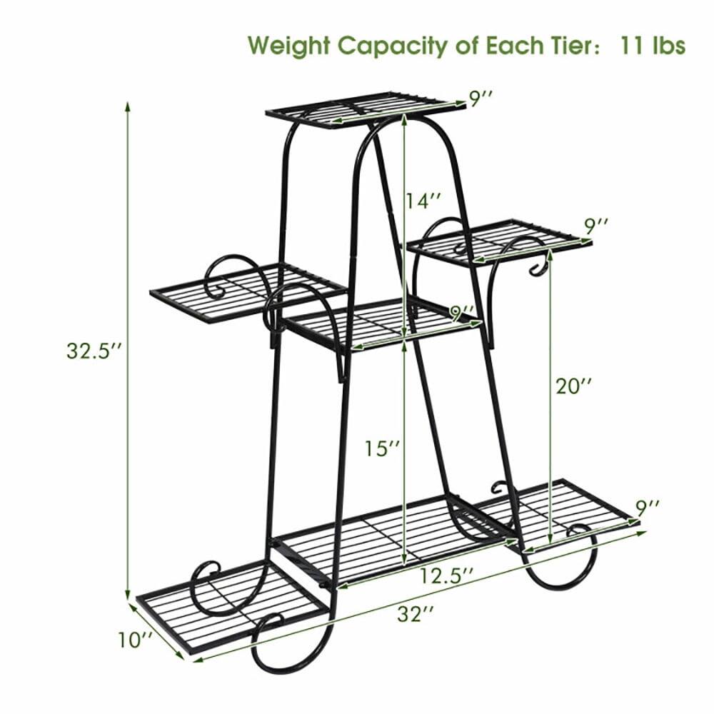 Weight Capacity of Each Tier: 11 lbs

Dimensions:
- 9" (Width)
- 14" (Height)
- 9" (Depth)
- 32.5" (Height)
- 20" (Width)
- 15" (Height)
- 9" (Depth)
- 12.5" (Height)
- 32" (Width)
- 10" (Depth)