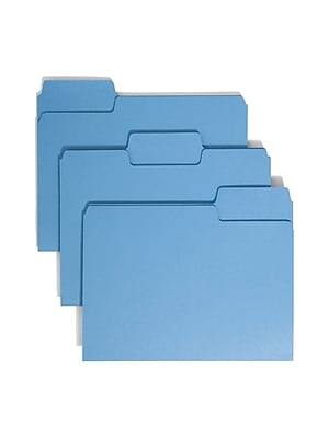 Front. Smead -  SuperTab File Folder, Oversized 1/3-Cut Tab, Letter Size, Blue, 100/Box  - Blue.