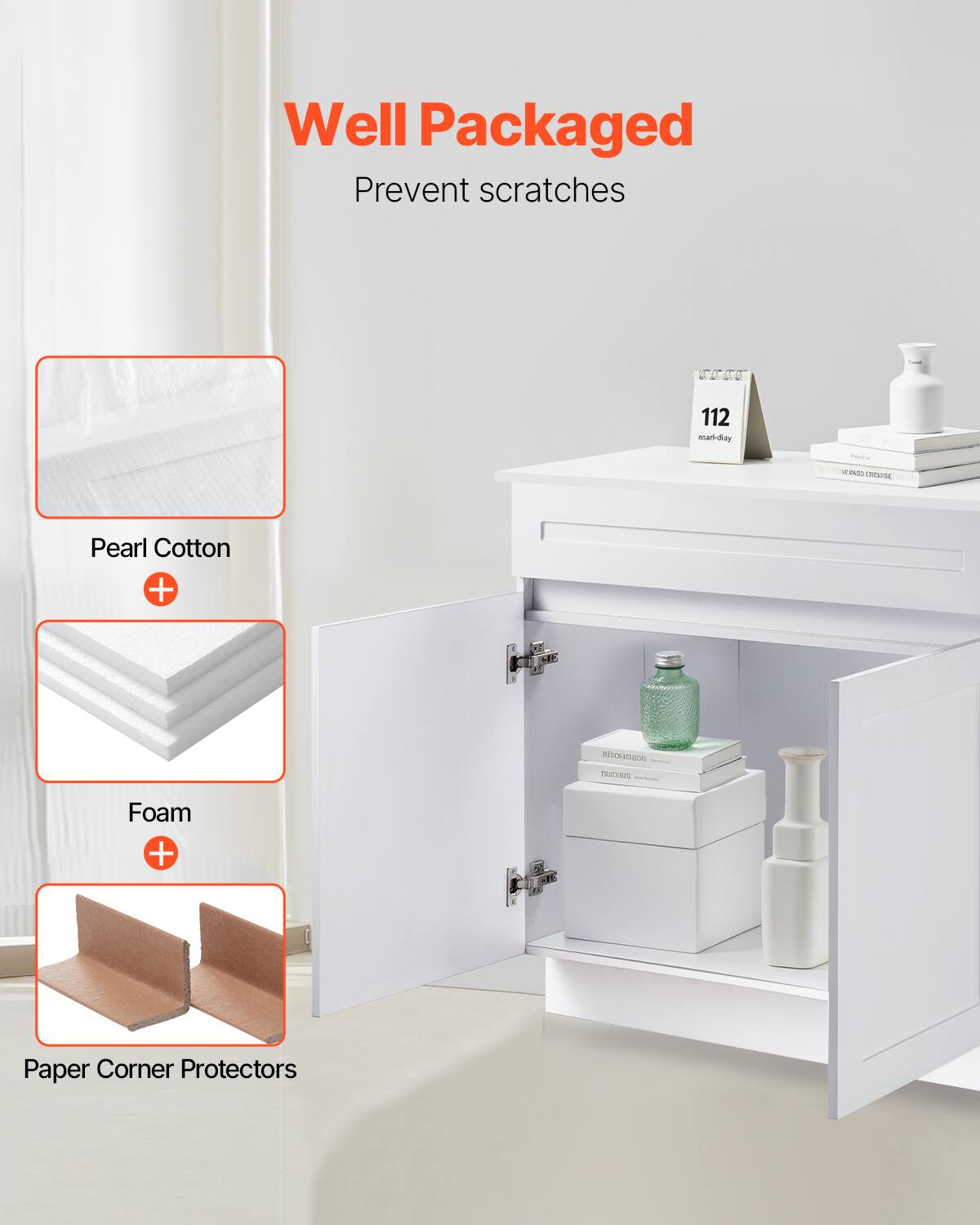 Well Packaged  
Prevent scratches  

Pearl Cotton  
+  
Foam  
+  
Paper Corner Protectors