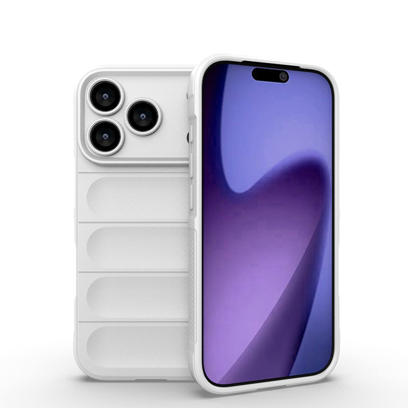 Front. UUCOVER - Shockproof Wave Pattern Case for Apple iPhone 18 Pro, Skin-Friendly Grip Soft-Touch Finish Drop Protection Phone Cover - White.