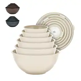 Bakken- Swiss - Bakken Master 12-Piece Mixing Bowl Set with Lids – BPA-Free, Microwave, Freezer & Dishwasher Safe, White - Cream